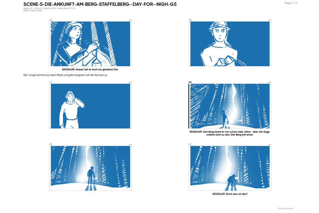 Ein Ausschnitt des Storyboards von Staffelberg