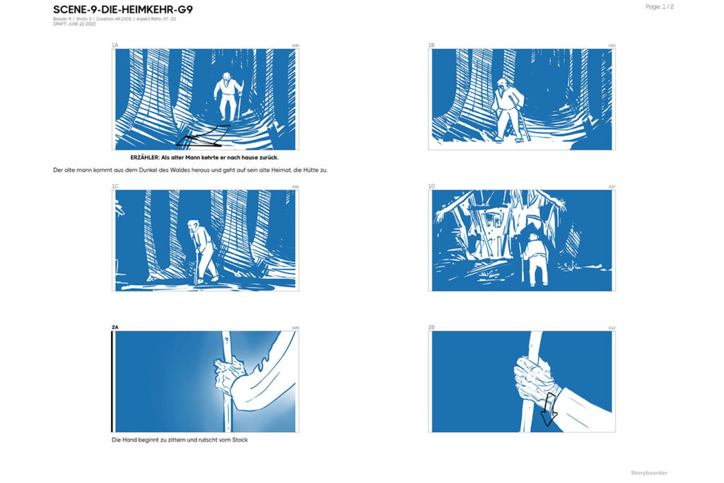 Ein Ausschnitt des Storyboards von Staffelberg 2