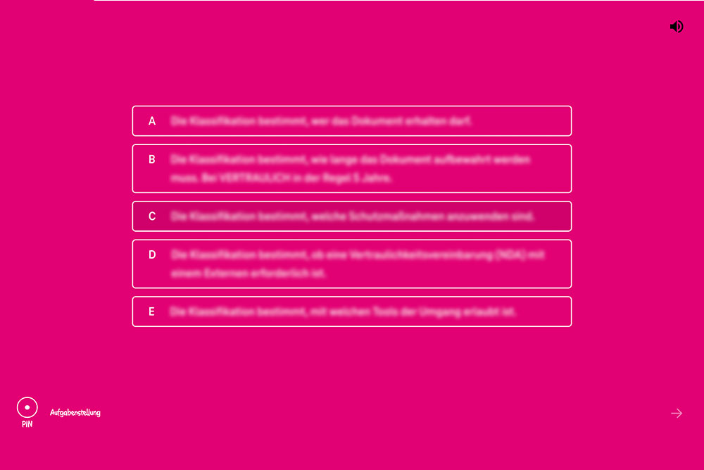 Screenshot aus dem WBT-Gamification der Telekom